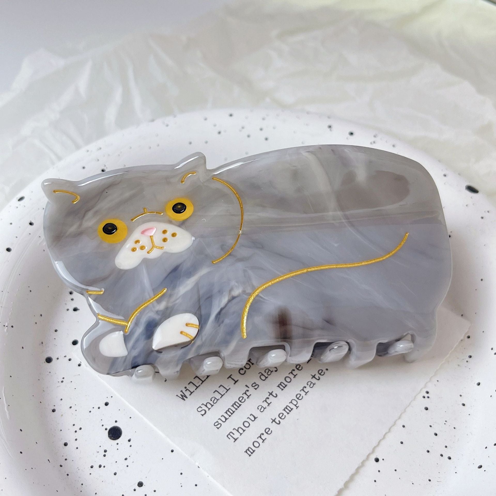 Wholesale Tortoiseshell Siamese Orange Cat Acetate Hairpin Catch